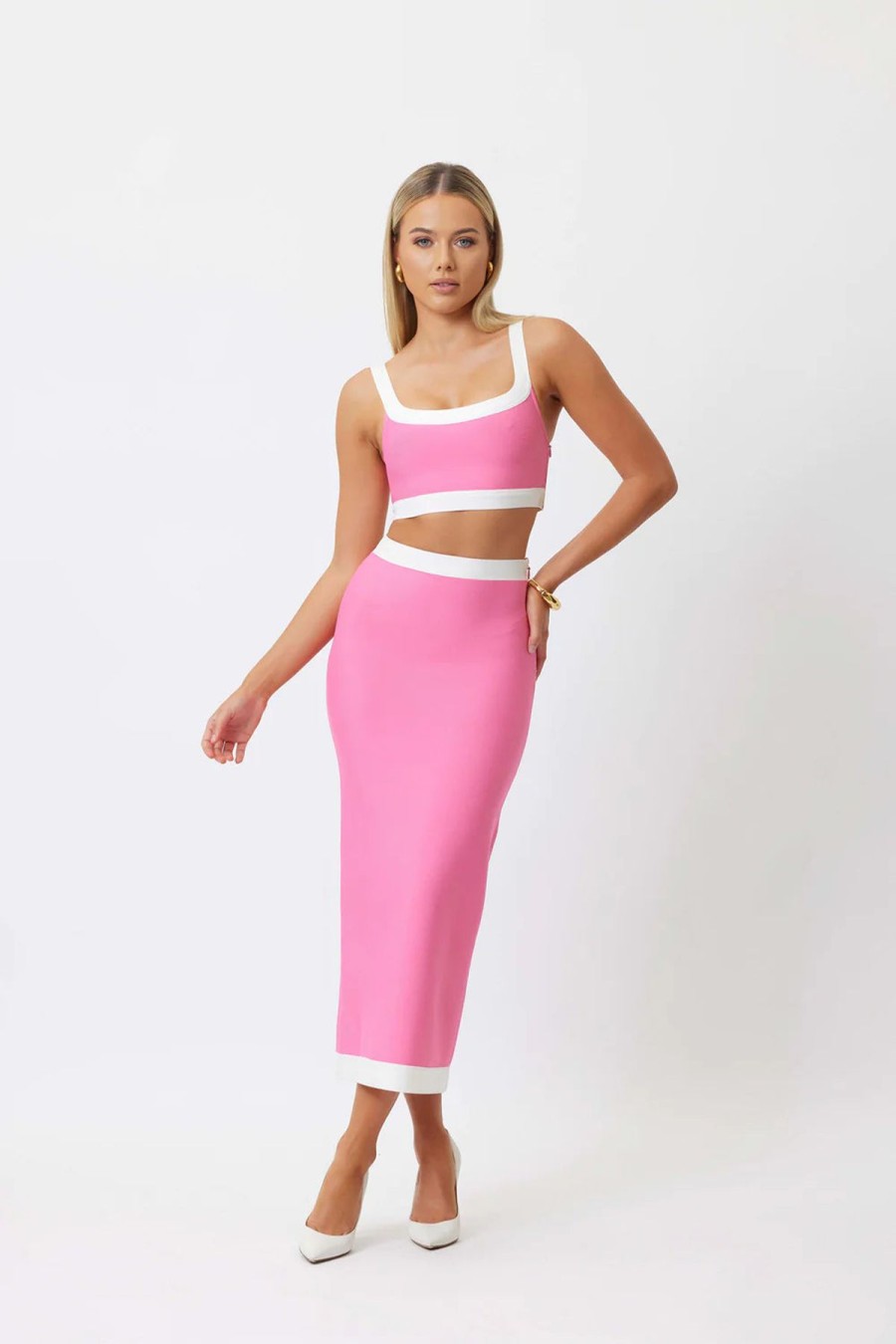 Women Bianca & Bridgett Skirts | Bianca & Bridgett Phoebe Midi Skirt-Pink