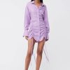 Women Suboo Wedding Guest | Suboo Andy Ruched Mini Shirt Dress-Lavender